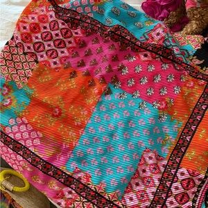 Vibrant Patchwork beach cover up- Pink, Turquoise & Orange